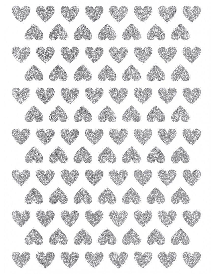 Blizgančios sidabrinės širdelės. Sienų dekoracijos