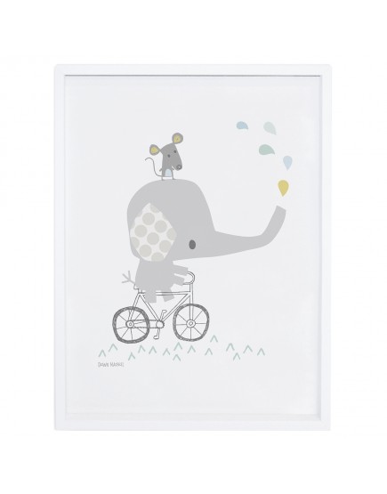 Drambliukas ant dviračio. Vaikiškas plakatas
