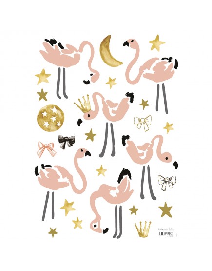 Flamingai ir žvaigždės. Dekoraciniai lipdukai