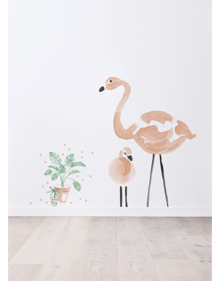 Rausvi flamingai. Interjero lipdukai