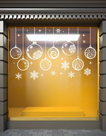 Burbulai ir snaigės. Kalėdinė langų dekoracija